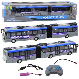 Autobus Policyjny Przegubowy Zdalnie Sterowany RC Światła Szary 1:32