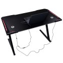 Biurko gamingowe LED podświetlenie RGB uchwyty komputerowe dla gracza 120x60cm