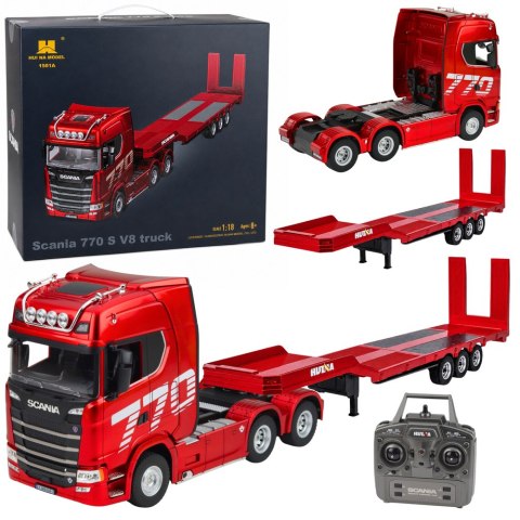Ciężarówka Scania 770S Z Naczepą Zdalnie Sterowana RC Huina Czerwona 1:18