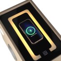 Szafka nocna szuflady oświetlenie LED USB ładowanie głośnik Bluetooth beżowa