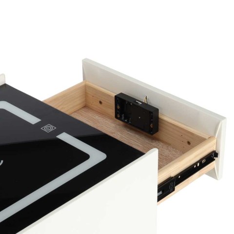 Szafka nocna szuflady oświetlenie LED USB ładowanie głośnik Bluetooth ecru