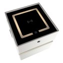 Szafka nocna wisząca szuflady oświetlenie LED USB ładowanie głośnik Bluetoot ecru
