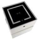 Szafka nocna wisząca szuflady oświetlenie LED USB ładowanie głośnik Bluetoot ecru