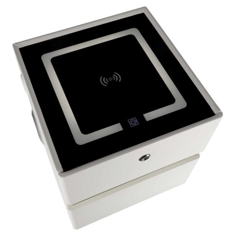Szafka nocna wisząca szuflady oświetlenie LED USB ładowanie głośnik Bluetoot ecru