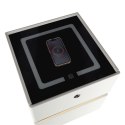 Szafka nocna wisząca szuflady oświetlenie LED USB ładowanie głośnik Bluetoot ecru