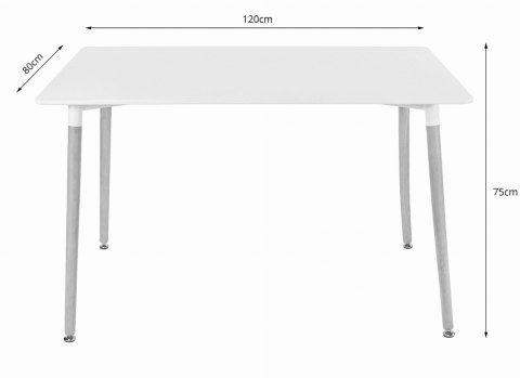 Stół ADRIA 120cm x 80cm - biały / nogi naturalne