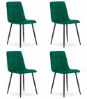 Krzesło KARA - ciemna zieleń aksamit / nogi czarne x 4