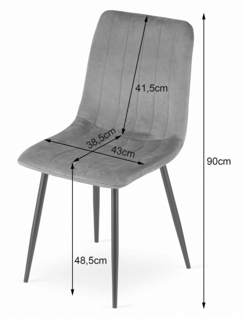 Krzesło LAVA - granat aksamit / nogi czarne x 3