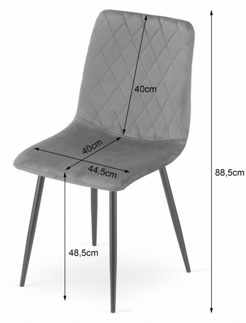 Krzesło TURIN - ciemny szary aksamit / nogi czarne x 3