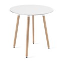 Stół KAMI Okrągły 60cm - biały / naturalne nogi