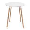 Stół KAMI Okrągły 60cm - biały / naturalne nogi
