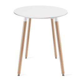 Stół KAMI Okrągły 60cm - biały / naturalne nogi