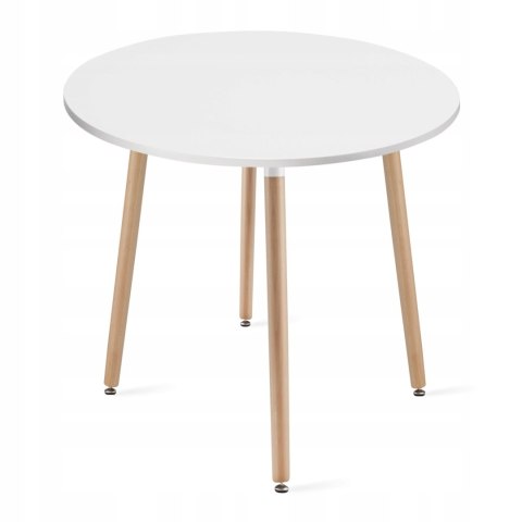 Zestaw stół okrągły KAMI 80cm biały + 4 krzesła MARK szare