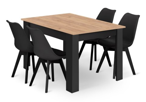 Zestaw stół prostokątny 120x80cm craft + 4 krzesła MARK czarne