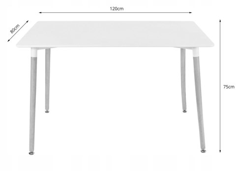 Zestaw stół prostokątny ADRIA 120x80cm biały + 4 krzesła MARK białe
