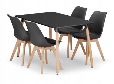 Zestaw stół prostokątny ADRIA 120x80cm czarny + 4 krzesła MARK czarne
