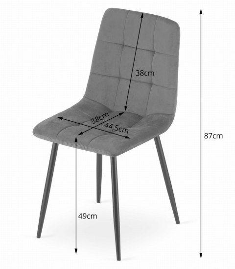 Krzesło KARA - jasny beż aksamit / nogi czarne x 3