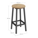 Taboret barowy - dąb sonoma / nogi czarne