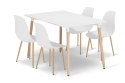 Zestaw Stół ADRIA 120cm x 80cm - biały + 4 krzesła WAT białe / nogi naturalne