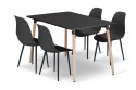 Zestaw Stół ADRIA 120cm x 80cm - czarny + 4 krzesła WAT czarne / nogi czarne