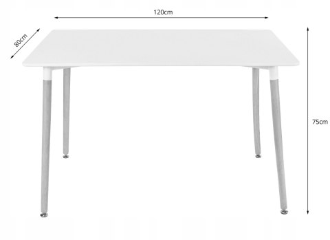 Zestaw Stół ADRIA 120cm x 80cm - czarny + 4 krzesła WAT czarne / nogi czarne