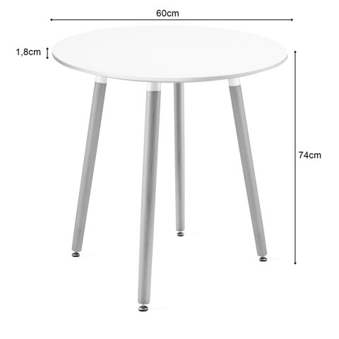 Zestaw Stół KAMI Okrągły 60cm - biały / naturalne nogi + 2 krzesła WAT białe / nogi naturalne
