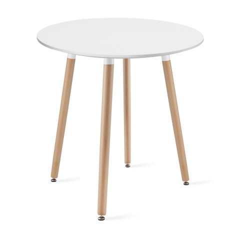 Zestaw Stół KAMI Okrągły 60cm - biały / naturalne nogi + 2 krzesła WAT szare / nogi naturalne