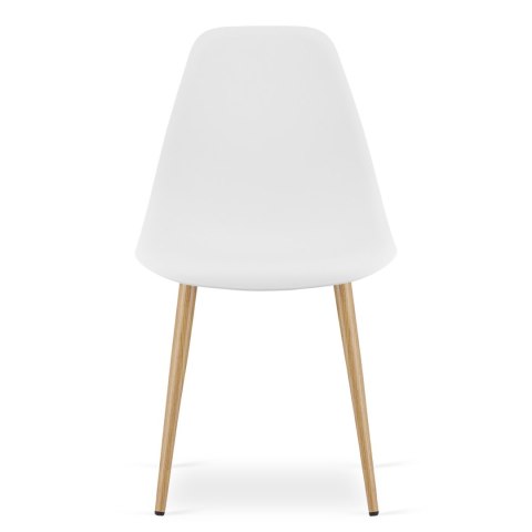 Zestaw Stół KAMI Okrągły 80cm - biały / naturalne nogi + 4 krzesła WAT białe / nogi naturalne