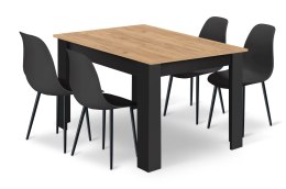 Zestaw Stół NP 120x80cm Artisan nogi czarne + 4 krzesła WAT czarne / nogi czarne