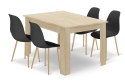 Zestaw Stół NP 120x80cm Dąb Sonoma + 4 krzesła WAT czarne / nogi naturalne