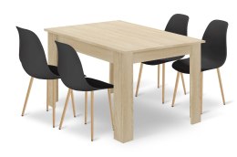 Zestaw Stół NP 120x80cm Dąb Sonoma + 4 krzesła WAT czarne / nogi naturalne