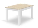 Zestaw Stół NP 120x80cm Dąb Sonoma + Biały + 4 krzesła WAT szare / nogi naturalne