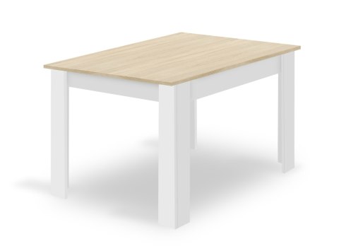 Zestaw Stół NP 120x80cm Dąb Sonoma + Biały + 4 krzesła WAT szare / nogi naturalne