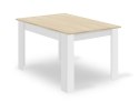 Zestaw Stół NP 120x80cm Dąb Sonoma + Biały + 4 krzesła WAT szare / nogi naturalne
