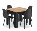 Zestaw Stół NP 80x80cm Artisan nogi czarne + 4 krzesła WAT czarne / nogi czarne