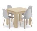 Zestaw Stół NP 80x80cm Dąb Sonoma + 4 krzesła WAT szare / nogi naturalne