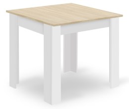 Zestaw Stół NP 80x80cm Dąb Sonoma + Biały + 4 krzesła WAT białe / nogi naturalne