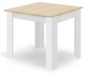 Zestaw Stół NP 80x80cm Dąb Sonoma + Biały + 4 krzesła WAT szare / nogi naturalne