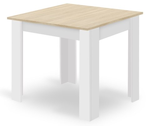 Zestaw Stół NP 80x80cm Dąb Sonoma + Biały + 4 krzesła WAT szare / nogi naturalne