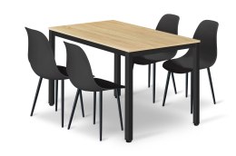 Zestaw Stół TESSA 120cm x 60cm - dąb sonoma / czarne nogi + 4 krzesła WAT czarne / nogi czarne