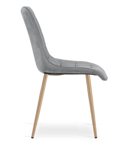 Krzesło SPLIT - aksamit szary jasny / nogi dąb x 1