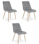 Krzesło SPLIT - aksamit szary jasny / nogi dąb x 3