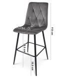 Hoker LIBRA - aksamit szary ciemny / nogi czarne x 1
