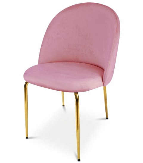 Krzesło INCA - aksamit róż jasny / nogi złote x 2