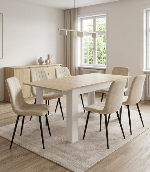 Stół rozkładany NP 120-160x80 Sonoma - nogi białe