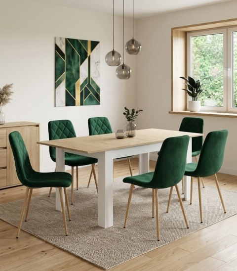 Stół rozkładany NP 120-160x80 Sonoma - nogi białe