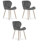 Krzesło MANGO - aksamit szary ciemny / nogi dąb x 3