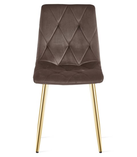 Krzesło LIBRA - aksamit brąz ciemny / nogi złote x 2
