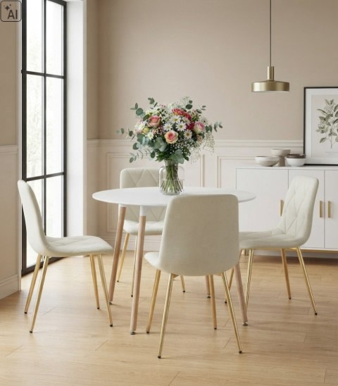 Krzesło LIBRA - materiał beż / nogi złote x 2