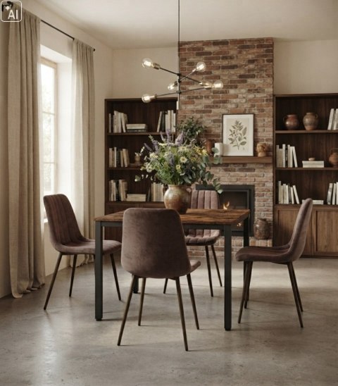 Krzesło LAVA - aksamit brąz ciemny / nogi orzech x 4
